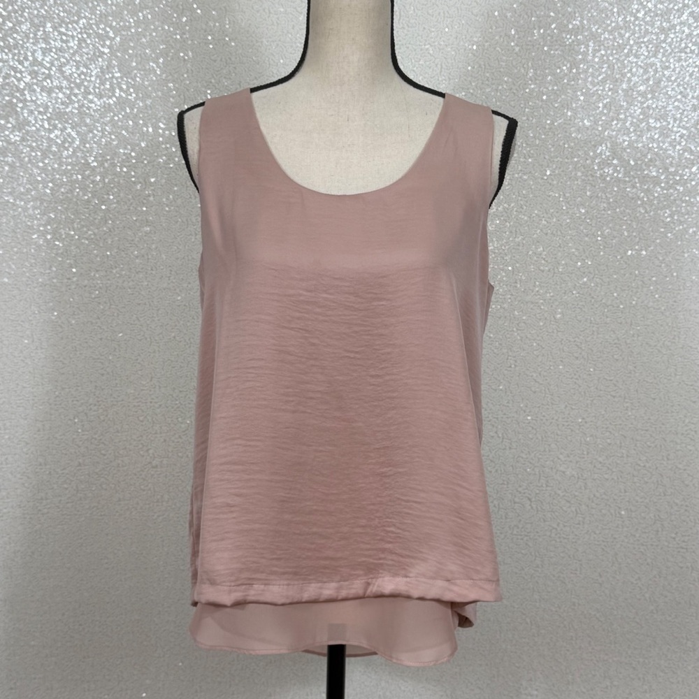 Violet + Claire Blush Pink Sleeveless Layered Tank Top Medium |